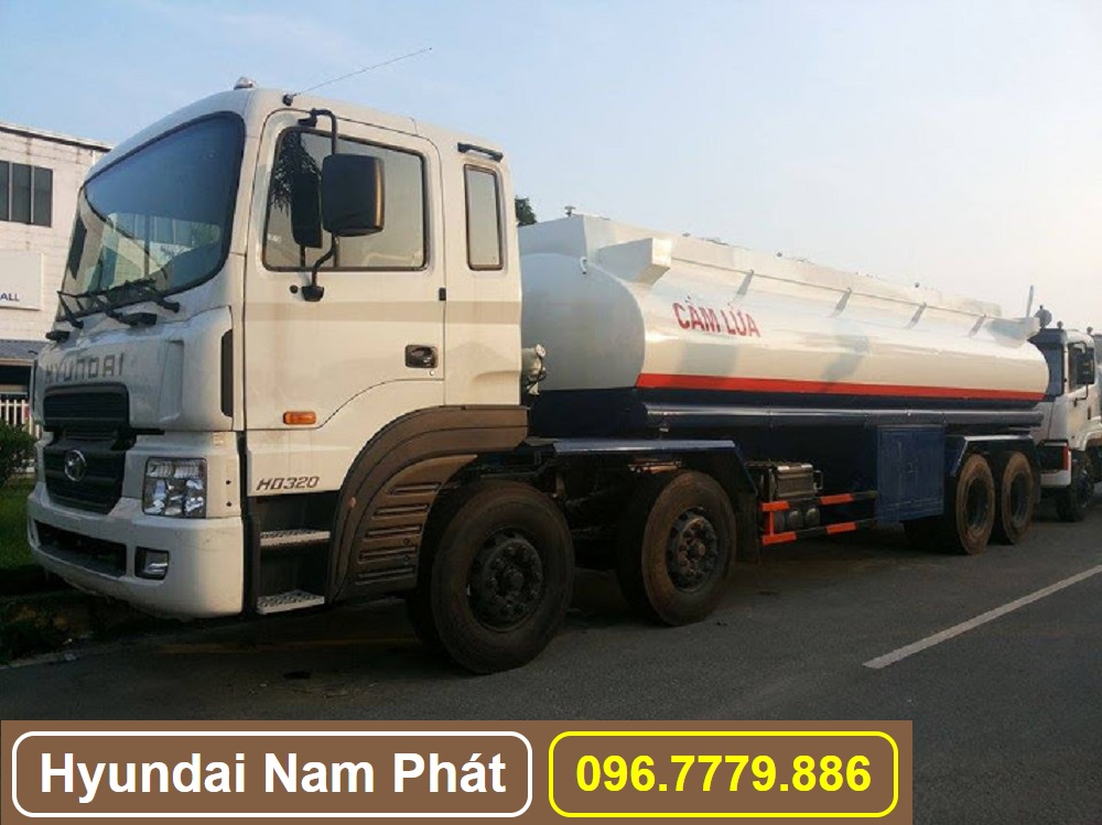 xe tải hd320 hyundai đóng bồn nhôm chở xăng dầu 24 khối